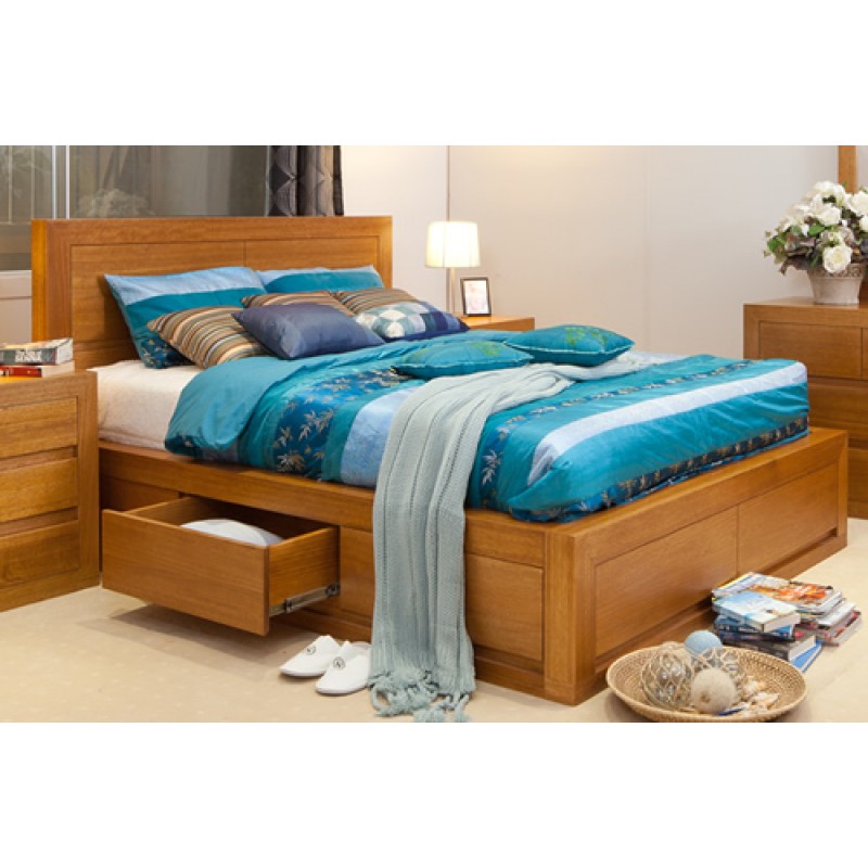 claremont tassie oak luxury queen bed | wood world furniture