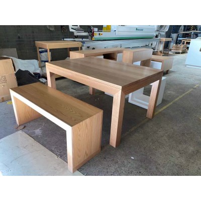 [Custom Made Example] Tassie OAK Table and Bench + Pine Lamp Tables C21-TOTB-LT
