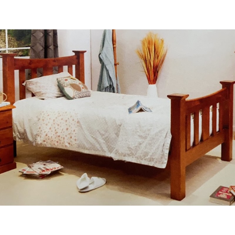 002 King Single Bed Wooden Furniture, King Single Bed With Bookcase Bedhead