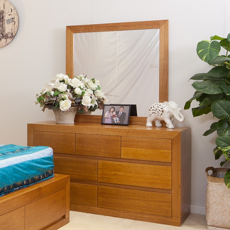 Claremont Tassie Oak Dresser With Mirror Wooden Furniture Sydney