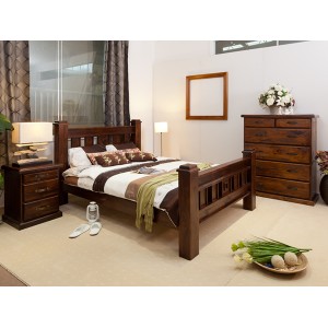 RUSTIC-T6 3 PCE KING SINGLE BEDROOM SUITE